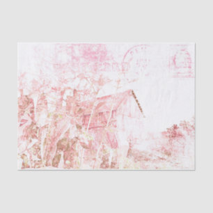 Papier Mousseline Country Rustic Grange Blanc Brown Script détendu