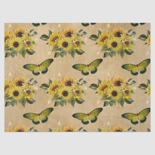 Papier Mousseline Coupage des tournesols et des papillons (Recto)
