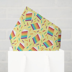 Papier Mousseline Coupe de gâteau arc-en-ciel et arroses à motifs
