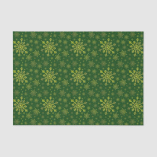 Papier Mousseline Coupe de neige de Noël Jaune sur Vert
