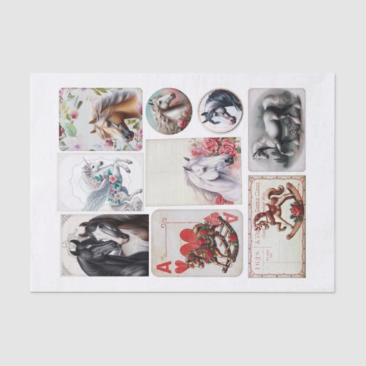 Papier Mousseline Coupes Fussy Assorties À Thème Éphémère Cheval (Recto)