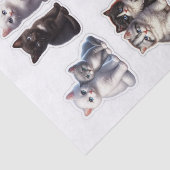 Papier Mousseline Coupes mousseuses de chaton noir, blanc et gris (Détail)