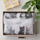 Papier Mousseline Coupes mousseuses de chaton noir, blanc et gris (Cadeau)