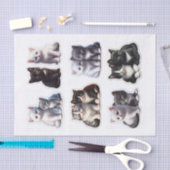 Papier Mousseline Coupes mousseuses de chaton noir, blanc et gris (Artisanat)