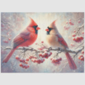 Papier Mousseline Couple cardinal mignon Rustique Forêt Découpage (Recto)