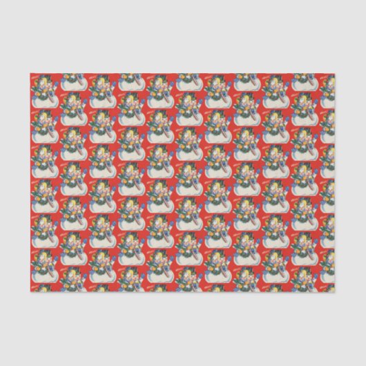 Papier Mousseline couple de neige de Noël rétro (Recto)