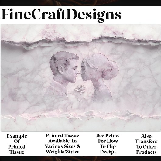 Papier Mousseline Couple en marbre avec découpage X2 en Rose