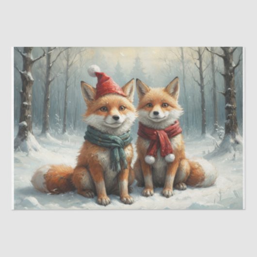 Papier Mousseline Couple Fox confortable - Découpage - (Recto)