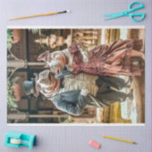 Papier Mousseline Couple Hippo victorien Découpage (Artisanat)