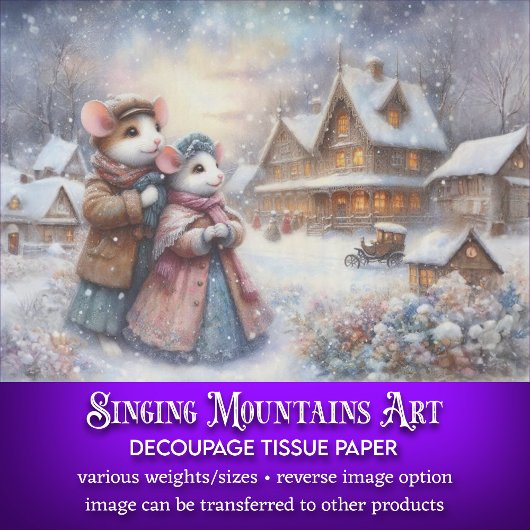 Papier Mousseline Couple Mouse Cute Dans Un Village Découpage