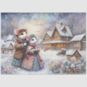 Papier Mousseline Couple Mouse Cute Dans Un Village Découpage (Recto)