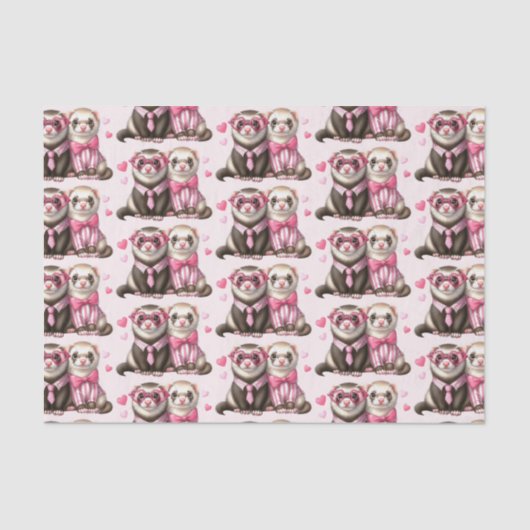 Papier Mousseline Couple Otter mignon en Motif d'amour (Recto)