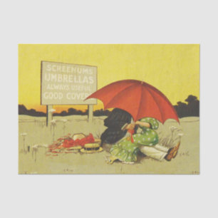 Papier Mousseline Couple romantique vintage s'embrassant sous un par