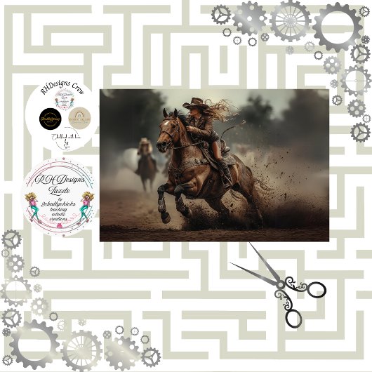 Papier Mousseline Coureur de rodéo de fille de découpage