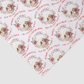 Papier Mousseline Couronne de Noël avec fleurs rouges et photo (Détail)