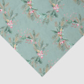 Papier Mousseline Couronne de Noël rose vert (Détail)