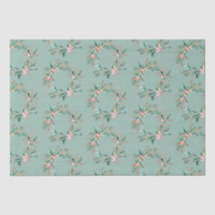 Papier Mousseline Couronne de Noël rose vert