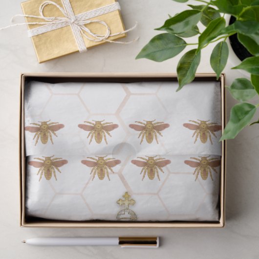 Papier Mousseline Couronne de Reine Abeille Or Rose Découpage de Pré (Cadeau)