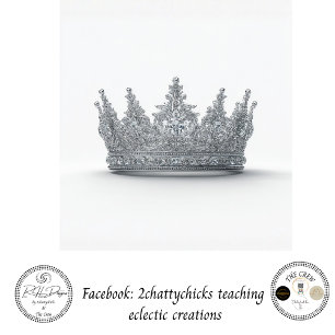 Papier Mousseline Couronne ornée argent découpage diamants