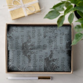 Papier Mousseline Couronnes noires et écriture sur Découpage bleu (Cadeau)