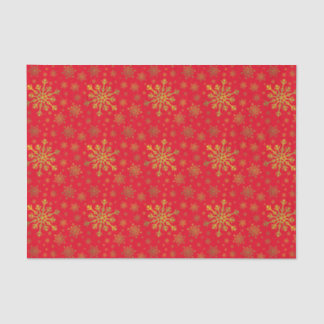 Papier Mousseline Couteaux de neige de Noël Jaune sur Rouge