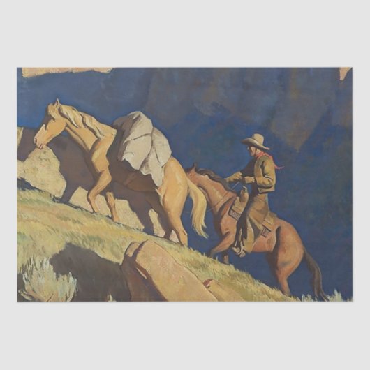 Papier Mousseline "Cowboy and Pack Horse" de Maynard Dixon (Recto)