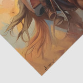 Papier Mousseline Cowboy Chevaux Occidentaux bleu Tan Collage (Détail)