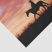 Papier Mousseline Cowboy couché du soleil et silhouette de cheval (Détail)