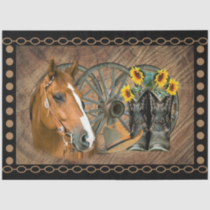 Papier Mousseline Cowboy de Western Horse Cowboy Cowboy Hat Wagon Wh