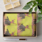 Papier Mousseline Cowboy Kid On Horse With Ropes in S.W. Scene (Cadeau)