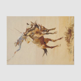 Papier Mousseline Cowboy on a Bucking Horse #2 by Edward Borein