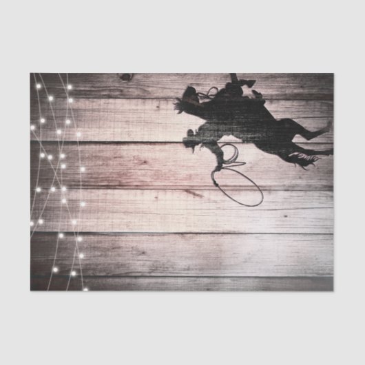 Papier Mousseline Cowboy Rustic Wood Grange Country Party Wild West (Recto)