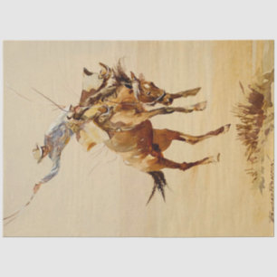 Papier Mousseline Cowboy sur un cheval qui rue #2 par Edward Borein