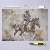 Papier Mousseline Cowboy Western Floral Aquarelle Découpage (Artisanat)