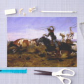 Papier Mousseline "Cowboys Roping a Steer" par Charles M Russell (Artisanat)