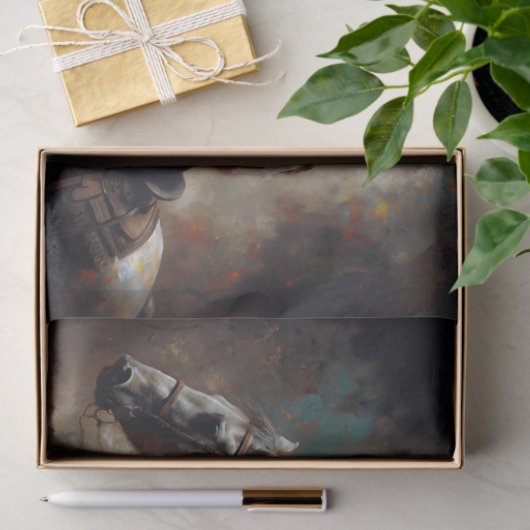 Papier Mousseline Cowgirl Riding White Horse Sunset Decoupage (Cadeau)