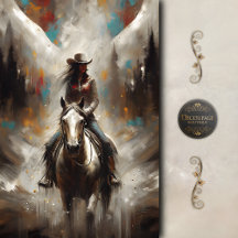 Cowgirl sur le sentier du cheval blanc en découpag