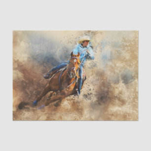 Papier Mousseline Cowgirl Western Barrel Racing
