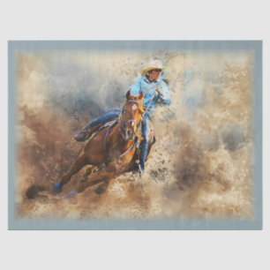 Papier Mousseline Cowgirl Western Barrel Racing