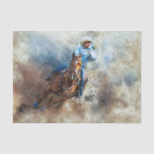 Papier Mousseline Cowgirl Western Barrel Racing