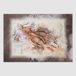 Papier Mousseline Cowgirl Western Barrel Racing