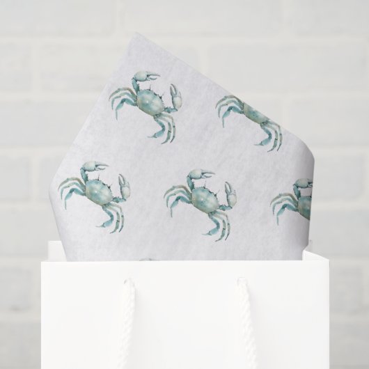 Papier Mousseline Crabe aquarelle côtier (Sac cadeau)