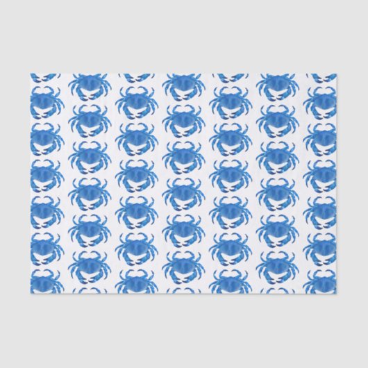 Papier Mousseline Crabe Bleu motif Océan (Recto)