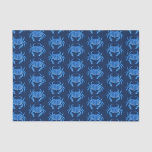 Papier Mousseline Crabe Bleu motif Océan (Recto)