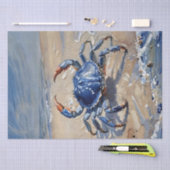 Papier Mousseline Crabe bleu sur la plage (Artisanat)