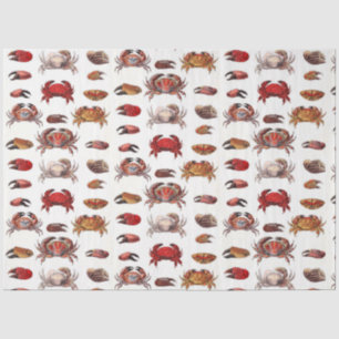 Papier Mousseline Crabes et pinces de crabes stylisés vintage
