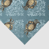 Papier Mousseline Crabes jaunes et dénouement bleu Damas (Détail)