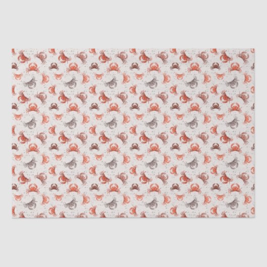 Papier Mousseline Crabes - Motif aquarelle (Recto)