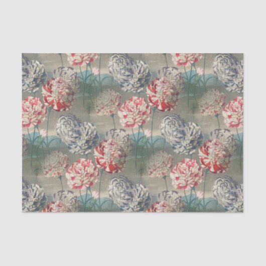 Papier Mousseline Craft de découpage végétal d'oeillets vintages (Recto)