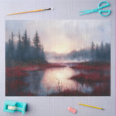 Papier Mousseline Cranberry Bog Sunrise Paysage Découpage (Artisanat)